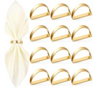 Servilleteros dorados, diseño de semicírculo de metal, juego de 12, decoración de mesa para bodas, fiestas, banquetes