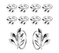 Servilleteros Individuales Plata, FINELYCR 10 Piezas Anillos Servilletas Metal, Servilletero Individual Apariencia de la Hoja, Adecuado para Bodas, Navidad, Reuniones Familiares, Decoración de Mesa
