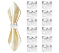 Servilleteros plateados, 12 unidades, elegantes anillos para servir con diseño de rosas, anillos para servilletas para ocasiones como Acción de Gracias, boda, Navidad, colección familiar, decoración