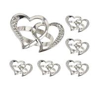 Servilleteros - Servilleteros de corazón | Anillos de servilleta dorados con brillantes | Juego de 6 para boda, San Valentín, diseño de metal hueco, decoración de mesa, plata y oro, accesorios de