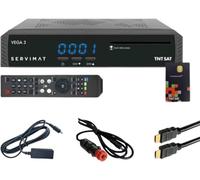 Servimat - Lote de receptor satélite Full HD + tarjeta TNTSAT V6 + cable HDMI + cable 12 V + transporte IR