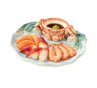 Serving Plate with Crab Shape Dipping Bowl 31cm Ceramic - Snack Platter