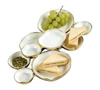 Serving Platter - bandeja nivelada, tazón decorativo | Metal Platter, Nine-Compartment Cluster For Fruit, Ensalada, Pasta, Charcutería, Postre, Apetidores, Alimentos, Boda, Buffet