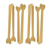 Serving Tongs Stainless Steel, 4X Non Stick Buffet Tongs with Heart-Shaped Design, Smooth Locking Food Grabber for Kitchen, Candy, Parties, and Coffee Service
