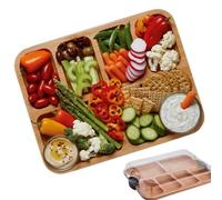Serving Tray, Covered Fruit Platter with Lid, Practical Wooden Kitchen Accessory, Portable Kitchenware Suitable for Wedding, Birthday, and Housewarming