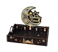 Serving Tray Platter - Decorative Carrier for Party Hosting | Wood Grain Surfaces with Side Handles, Multi Use Display Tray Perfect for Kitchen Dining Table Bar Sofa Events