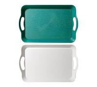 Serving Tray, Rectangular Anti Slip Food Platter with Handles, Perfect for Brunch, Living Room, Picnic, Buffet, Wedding, Outdoor Kitchen, Coffee Table, BBQ, and Entertaining, 14.57x9.45x1.18 Inches