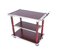 Serving Trolleys 3 Layers Tea Cart Stainless Steel Dining Cart Wooden Tray Rolling Storage Tool Cart Mobile Hotel & Restaurant Furnishing Fu