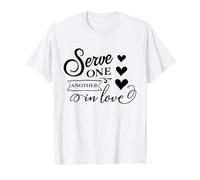 Servir uno al Otro Enamorado Cita Cristiana Camiseta gráfica económica, Hombre, Blanco, XL