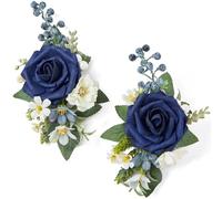 Serwalin Ramillete de hombro floral azul neblina, juego de 2 ramilletes de madre de la novia, para ceremonia de boda, aniversario, cena formal