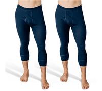 SES Calzoncillos largos 3/4 para hombre, 2 unidades, tallas S - 4XL, 100% algodón, con bragueta y cintura suave, cómodos calzoncillos para hombre, pierna larga, color blanco, marine, S