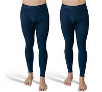SES Calzoncillos largos para hombre de canalé fino, paquete de 2 unidades, tallas S - 4XL, con bragueta y cintura suave de algodón/calzoncillos cómodos para hombre largos/calzoncillos de pierna larga
