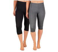 SES Capri - Leggings pirata para mujer (2 unidades, algodón) Negro/antracita jaspeado. 36-38