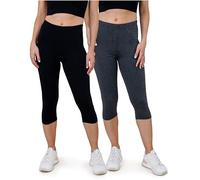 SES Capri - Leggings pirata para mujer (2 unidades, algodón) Negro/antracita jaspeado. 44-46