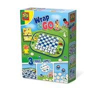 SES Creative 02237 Wrap&Go Travel Games - Checkers-Memo - I'm Going on a Trip - 3 in 1, Checkers, Memo and I'm Going on a Trip, Age 4+