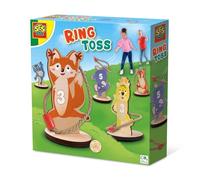 SES Creative 02312 - Lanzamiento de Anillos, Animales de Madera con Anillos de Cuerda, Juego al Aire Libre para niños de 3 años