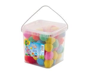 SES Creative 02405 - Muchas bolas de salpicaduras - 70 globos de agua reutilizables en el cubo - Utiliza el cubo para llenar tus bolas de agua - Para niños a partir de 3 años