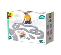 SES Creative 13152 Juego de Camino de Fieltro de 40 Piezas con Coche - Juego para niños a Partir de 24 Meses - Personaliza Tus Calles con Piezas Rectas y Curvas - Incluye un Coche de Madera