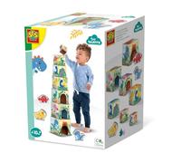 SES Creative 13202 Torre de Bloques apilables con Figuras de Dinosaurio, Amarillo