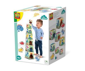SES Creative 13202 Torre de Bloques apilables con Figuras de Dinosaurio, Amarillo