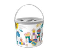 SES Creative 13204 Bloques de Madera para apilar Dinos Cubo 50 Piezas