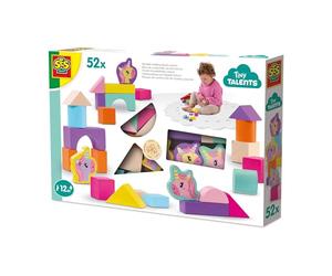 SES Creative 13251 Bloques de Madera para apilar Unicornio, 52 Piezas