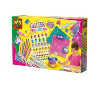 SES Creative 14139 - Mega caja de manualidades con purpurina, kit de manualidades creativo para niños a partir de 5 años, incluye 65 calcomanías de diamante XL, 360 calcomanías de diamante redondas