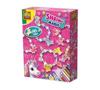 SES Creative 14748 Pulseras de cuentas de unicornio, kit de manualidades mágicas para niños a partir de 5 años para crear 5 pulseras de unicornio con película retráctil