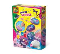 SES Creative 14766 Painting galaxy stones - Rub-on transfers for easily adding images; Beautiful white rocks; Galaxy theme; Glitter for a special galaxy effect; Age 5+