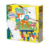 SES Creative 14786 Painting by numbers canvas - Forest animals 3x - Printed canvasses with line drawings; Two brush sizes for painting large and small areas; Handy easel included Age 6+