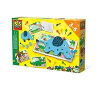 SES Creative 14890 Mosaic peg board animal puzzles - 100 coloured mosaic pins, Age 3+