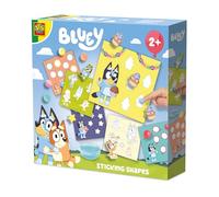SES Creative - Adhesivos con Bluey - Pegar figuras de papel con pegamento para dedos - 6 tarjetas adhesivas y formas de papel azul - Juguetes educativos - a partir de 2 años
