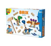 SES Creative Brix Junior - Juego de construcción de Dinosaurios, con Piezas de Madera, mazo y Formas de Dinosaurio, a Partir de 3 años