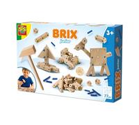 SES Creative - Brix Junior - Juego de construcción - Juguetes de construcción - Bloques de Madera - Construir con fantasía - con Piezas de Madera y mazo - A Partir de 3 años