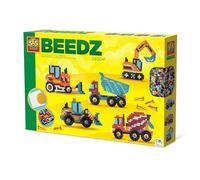 SES Creative 06206 Beedz - Cuentas para planchar - Kit de manualidades de camiones de construcción para niños con tablero de clavijas y cuentas