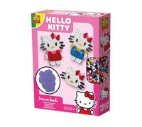 SES Creative Hello Kitty 14161 - Juego de cuentas para planchar, sin PVC, fabricado en Holanda, para niñas a partir de 5 años, varios colores, 1200 cuentas para planchar con placas y papel para