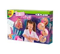 SES Creative Kit de tatuaje temporal de laboratorio de estudio de tatuaje | 4 técnicas, 51 tatuajes autoadhesivos, 5 bolígrafos de gel brillante, decoraciones de diamantes, lámina metálica