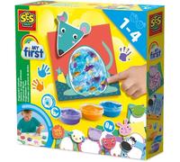 Ses Creative My First Finger Painting Animales - Kit De Pintura De Dedos Lavable Con 8 Tarjetas Y 3 Colores, Incluye Pegatinas