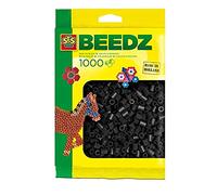 SES Creative-Paquete de 1000 Cuentas para Planchar de Color Negro para niños SES, 9.5 x 17 x 2 cm (00706)