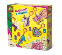 SES Creative- Pintura de Diamantes - Llaveros de Madera, Multicolor (14702)
