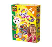 SES Creative - Pulseras Soft Loom - Juego de manualidades para niños - Juego de cintas de telar - Hacer pulseras tú mismo - Con prácticos muñecos de punto de madera - A partir de 3 años
