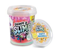 SES Creative - Shake it Slime - Party Animals - Slime Orange Fluo, Perlas y Fideos - Mix it Cup