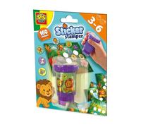 SES Creative - Sticker Stamper - Sello de Animales de la Selva - Bloque de Actividades y Sellos Adhesivos - Juguetes para Manualidades y Empleo - con 160 Pegatinas de Animales - A Partir de 3 años