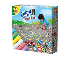 SES Creative- Tizas de Colores-Circuito de Tráfico Suelo, Multicolor (2203)