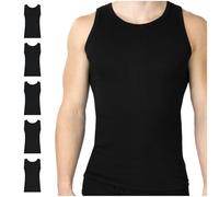 SES Feinripp Camiseta Interior para Hombre 5 Unidades S - 4XL / Tank Top Ajustado 100% Algodón / Camisetas con Ajuste Ceñido, Negro, XL
