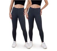 SES Leggings Algodón, Paquete de 2, Cintura elástica Suave Que no abulta, para Mujer Antracita Moteado 56-58