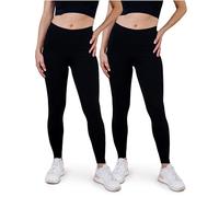 SES Leggings Algodón, Paquete de 2, Cintura elástica Suave Que no abulta, para Mujer Negro 48-50