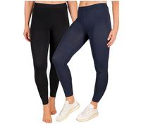 SES Leggings Algodón, Paquete de 2, Cintura elástica Suave Que no abulta, para Mujer Negro/Azul Marino 52-54