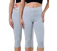 SES Leggings Capri para mujer de 3/4 de largo, 2 unidades, 32-34 hasta 56-58, leggings capri opacos y elásticos con cintura suave y ajuste perfecto, algodón con elastano, gris, 50-50