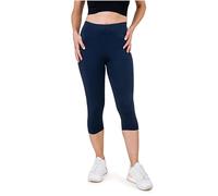 SES Leggings Capri para mujer de algodón 32-34 hasta 56-58/opacos para mujer, mallas capri elásticas, 3/4 de largo, algodón, con ajuste perfecto, azul marino, 42-44